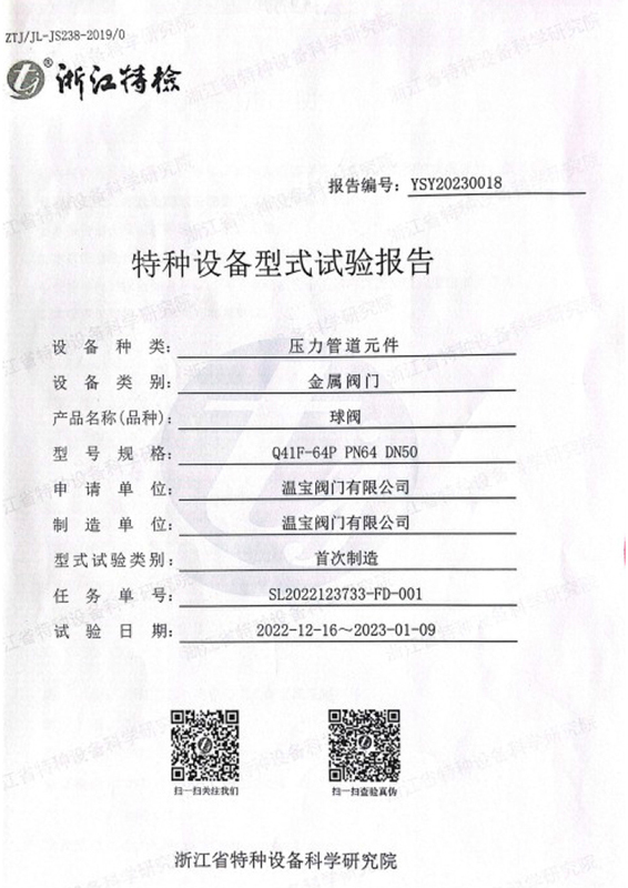 特種設(shè)備型式試驗(yàn)報(bào)告-壓力管道元件